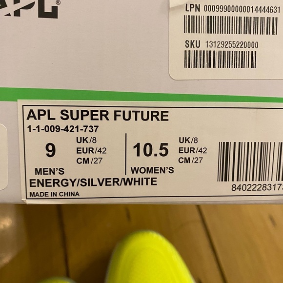 APL Super Future Yellow High Top Sneakers Energy NEW men’s 9, womens 10.5, Box - Picture 10 of 13